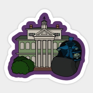 Grim Grinning Hatbox Ghost Sticker